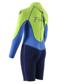 Two Bare Feet Squadron 3/2mm Short Leg Spring Junior Wetsuit (Lime/Blue/Blue) -Dive Master Shop 1c8a1422