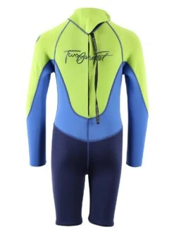 Two Bare Feet Squadron 3/2mm Short Leg Spring Junior Wetsuit (Lime/Blue/Blue) -Dive Master Shop 1c8a1423