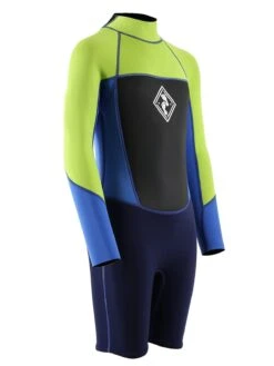 Two Bare Feet Squadron 3/2mm Short Leg Spring Junior Wetsuit (Lime/Blue/Blue) -Dive Master Shop 1c8a1427