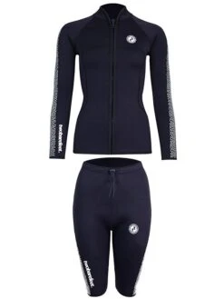 Two Bare Feet Womens Silicone Print Series 2.5mm Wetsuit Jacket & Shorts Set (Black/White) -Dive Master Shop 2 37