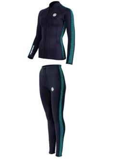 Two Bare Feet Womens Silicone Print Series 2.5mm Wetsuit Jacket & Pants Set (Black/Mint) 12 Two Bare Feet Womens Silicone Print Series 2.5mm Wetsuit Jacket & Pants Set (Black/Mint) -Dive Master Shop 3 28