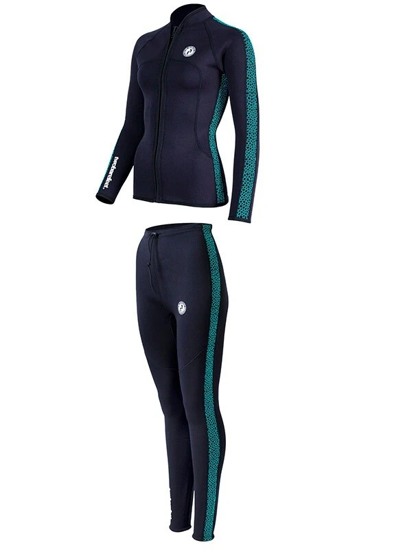 Two Bare Feet Womens Silicone Print Series 2.5mm Wetsuit Jacket & Pants Set (Black/Mint) 5 Two Bare Feet Womens Silicone Print Series 2.5mm Wetsuit Jacket & Pants Set (Black/Mint) - Image 3