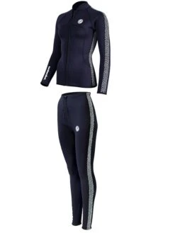 Two Bare Feet Womens Silicone Print Series 2.5mm Wetsuit Jacket & Pants Set (Black/White) -Dive Master Shop 3 29