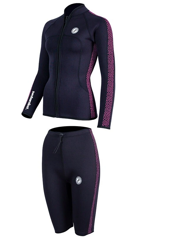 Two Bare Feet Womens Silicone Print Series 2.5mm Wetsuit Jacket & Shorts Set (Black/Raspberry) 5 Two Bare Feet Womens Silicone Print Series 2.5mm Wetsuit Jacket & Shorts Set (Black/Raspberry) - Image 3