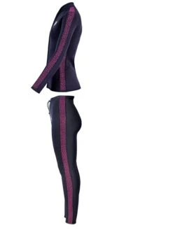 Two Bare Feet Womens Silicone Print Series 2.5mm Wetsuit Jacket & Pants Set (Black/Raspberry) -Dive Master Shop 4 29