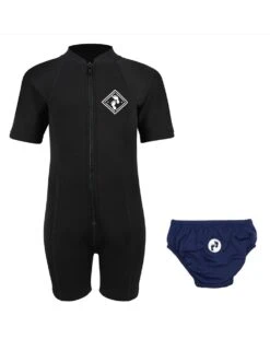 Essentials Baby Swim Kit - Aquatica Wetsuit + Swim Nappy (Black / Navy)