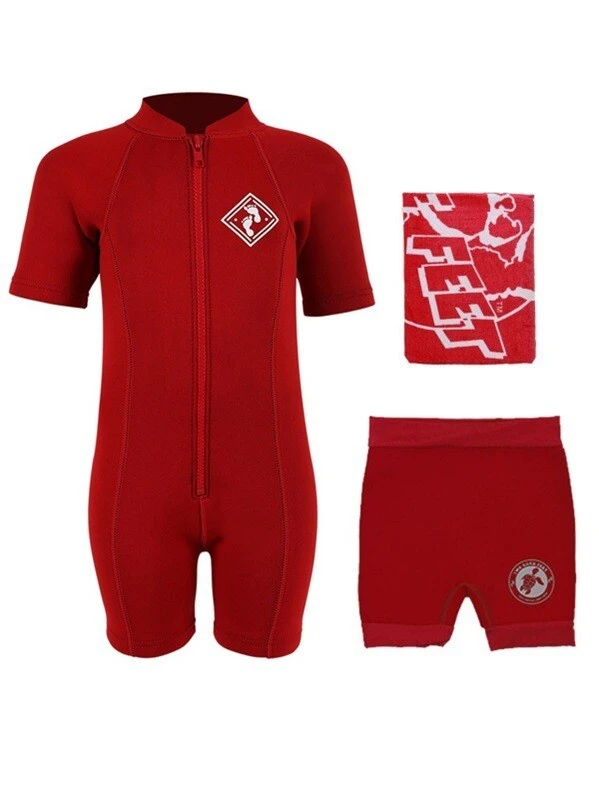 Deluxe Baby Swim Kit - Aquatica Wetsuit + Nappy Shorts + Towel (Red) 3 Deluxe Baby Swim Kit - Aquatica Wetsuit + Nappy Shorts + Towel (Red)