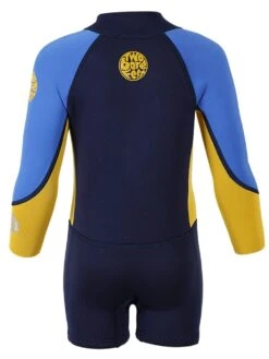 Two Bare Feet Squadron Baby Spring 3/2mm Wetsuit (Blue/ Yellow/ Blue) -Dive Master Shop baby squadron spring sea blue.yellow.blue back 2