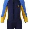 Two Bare Feet Squadron Baby Spring 3/2mm Wetsuit (Blue/ Yellow/ Blue) -Dive Master Shop baby squadron spring sea blue.yellow.blue front 2