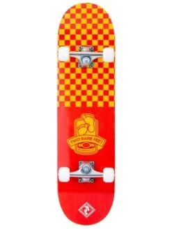 TBF Boarding Co Complete Double Kick Skateboard Checkmate (Red / Gold)