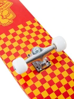 TBF Boarding Co Complete Double Kick Skateboard Checkmate (Red / Gold) -Dive Master Shop checkmate red yellow 3