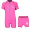 Essentials Baby Swim Kit - Classic Wetsuit + Nappy Shorts (Pink) -Dive Master Shop classic baby pink and nappy shorts front