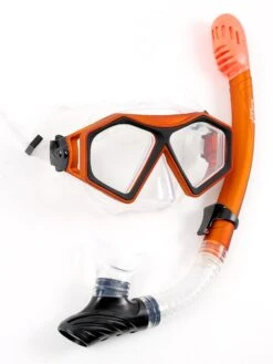 DiveSport Silicone Mask & Dry Top Snorkel 2pc Set (Orange / Clear) -Dive Master Shop divesport 2pc mask dry top orange 02