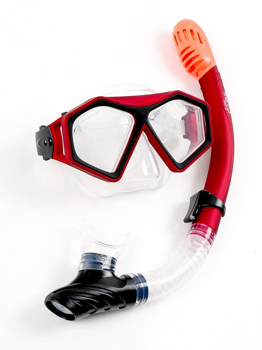 DiveSport Silicone Mask & Dry Top Snorkel 2pc Set (Red / Clear) 5 DiveSport Silicone Mask & Dry Top Snorkel 2pc Set (Red / Clear) - Image 3