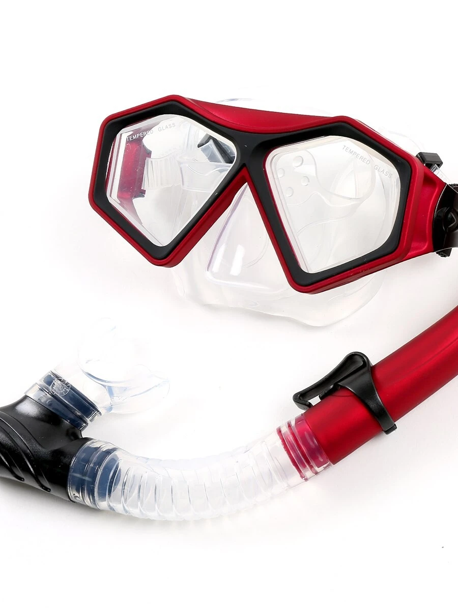 DiveSport Silicone Mask & Dry Top Snorkel 2pc Set (Red / Clear) 4 DiveSport Silicone Mask & Dry Top Snorkel 2pc Set (Red / Clear) - Image 2