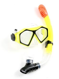 DiveSport Silicone Mask & Dry Top Snorkel 2pc Set (Yellow / Clear) -Dive Master Shop divesport 2pc mask dry top yellow 02