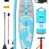 Two Bare Feet Entradia (Allround XL) 10'10" X 34" X 6" Inflatable SUP Deluxe Carbon Hybrid Pack (Aqua) -Dive Master Shop entradia 10 10 aqua carbon hybrid pack r