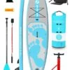 Two Bare Feet Entradia (Allround XL) 10'10" X 34" X 6" Inflatable SUP Deluxe Fibreglass Hybrid Pack (Aqua) -Dive Master Shop entradia 10 10 aqua deluxe fibreglass pack r