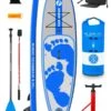 Two Bare Feet Entradia (Allround XL) 10'10" X 34" X 6" Inflatable SUP Deluxe Fibreglass Hybrid Pack (Blue) -Dive Master Shop entradia 10 10 blue deluxe fibreglass pack r