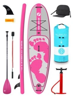 Two Bare Feet Entradia (Allround XL) 10'10" X 34" X 6" Inflatable SUP Deluxe Fibreglass Hybrid Pack (Pink)