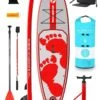 Two Bare Feet Entradia (Allround) 10'6" X 34" X 4.75" Inflatable SUP Deluxe Fibreglass Hybrid Pack (Red) -Dive Master Shop entradia 10 6 red deluxe fibreglass pack copy