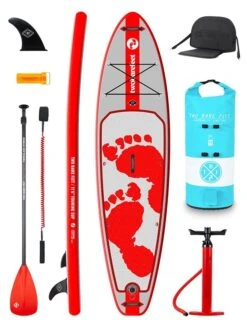 Two Bare Feet Entradia (Touring) 11'6" X 34" X 6" Inflatable SUP Deluxe Fibreglass Hybrid Pack (Red)