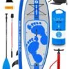 Two Bare Feet Entradia (Allround XS) 8'6" X 34" X 4.75" Inflatable Juniors SUP Deluxe Fibreglass Hybrid Pack (Blue) -Dive Master Shop entradia 8 6 blue deluxe fibreglass pack r
