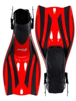 PVC Mask Snorkel & F52 Fins 3pc Set (Red) -Dive Master Shop f52 red 4 4