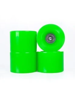Edge Series Longboard Wheels Set Of 4 70mm / 78A Plus Bearings (Green) -Dive Master Shop green5 web