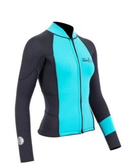 Two Bare Feet Womens Harmony 3mm Long Sleeve Wetsuit Jacket (Mint / Black) -Dive Master Shop harmony jacket aqua 8 1