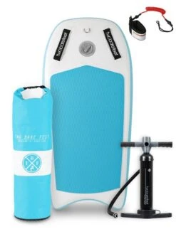 Two Bare Feet Boarding Co. 44" Inflatable Bodyboard - Starter Pack (Aqua)