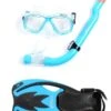 Two Bare Feet Childrens PVC Mask Snorkel Fins 3 Piece Set (Aqua)