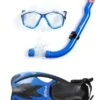 Two Bare Feet Childrens PVC Mask Snorkel Fins 3 Piece Set (Blue) -Dive Master Shop kids pvc blue 2