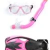 Two Bare Feet Childrens PVC Mask Snorkel Fins 3 Piece Set (Pink) -Dive Master Shop kids pvc pink