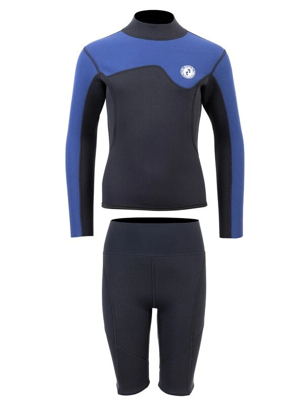Two Bare Feet Junior Aspect 2.5mm Back Zip Jacket & Shorts Set (Black/Blue) 4 Two Bare Feet Junior Aspect 2.5mm Back Zip Jacket & Shorts Set (Black/Blue) - Image 2