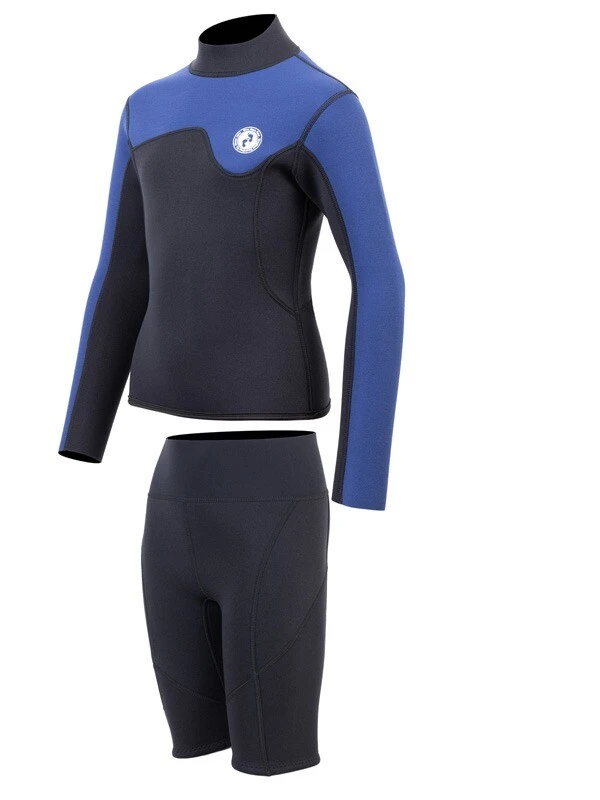 Two Bare Feet Junior Aspect 2.5mm Back Zip Jacket & Shorts Set (Black/Blue) 5 Two Bare Feet Junior Aspect 2.5mm Back Zip Jacket & Shorts Set (Black/Blue) - Image 3