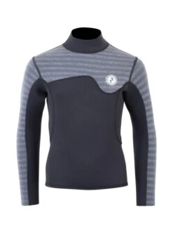 Two Bare Feet Junior Aspect 2.5mm Back Zip Jacket & Pants Set (Black/Grey Stripes) -Dive Master Shop kids aspect back zip jacket black grey stripe vista pants 5 1