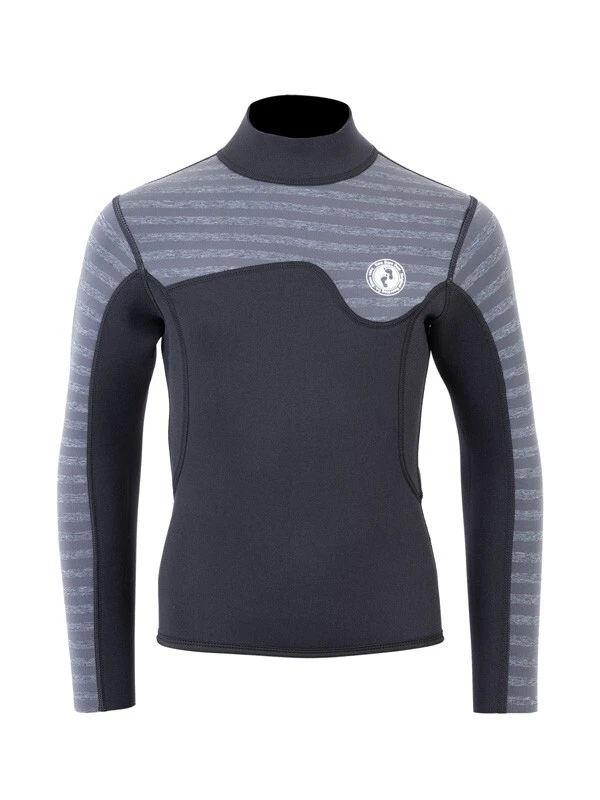 Two Bare Feet Junior Aspect 2.5mm Back Zip Jacket & Pants Set (Black/Grey Stripes) - Image 5