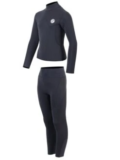 Two Bare Feet Junior Aspect Fleece Lined Zipless Thermal 2.5mm Superstretch Wetsuit Top & Pants Set (Black) -Dive Master Shop kids aspect fleece lined thermal top black vista pants 3