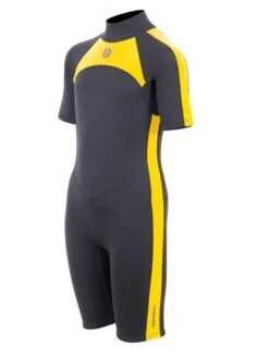 Two Bare Feet Flare 2.5mm Junior Shorty Superstretch Wetsuit (Yellow) -Dive Master Shop kids flare shorty yellow 2