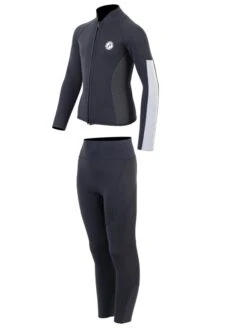 Two Bare Feet Junior Perspective Full Zip 2.5mm Wetsuit Jacket And Pants Set (Black/Grey/Grey) -Dive Master Shop kids perspective full zip jacket black grey grey vista pants 3
