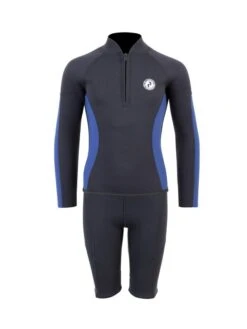 Two Bare Feet Junior Perspective Half Zip 2.5mm Wetsuit Jacket And Shorts Set (Black/Blue)