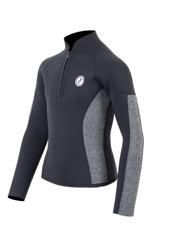 Two Bare Feet Junior Perspective Half Zip 2.5mm Wetsuit Jacket (Black/Grey) 4 Two Bare Feet Junior Perspective Half Zip 2.5mm Wetsuit Jacket (Black/Grey) - Image 2