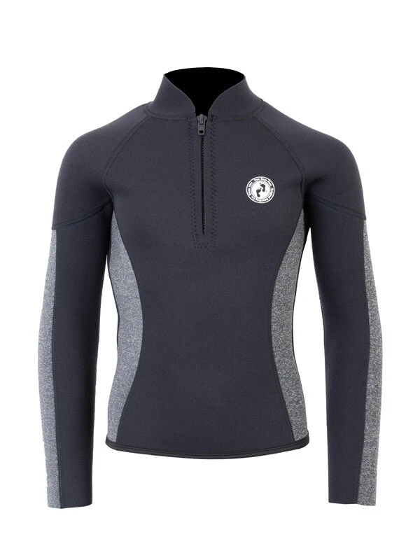 Two Bare Feet Junior Perspective Half Zip 2.5mm Wetsuit Jacket And Pants Set (Black/Grey) - Image 5