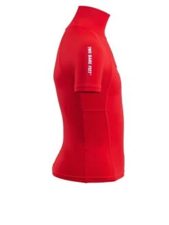 Two Bare Feet Junior "Logo" Short Sleeve Rash Vest (Red) -Dive Master Shop kids short sleeve red 7