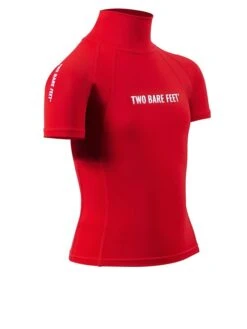 Two Bare Feet Junior "Logo" Short Sleeve Rash Vest (Red) -Dive Master Shop kids short sleeve red 8