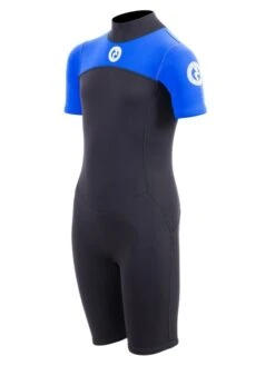 Two Bare Feet Thunderclap 2.5mm Junior Shorty Wetsuit (Blue / Black) -Dive Master Shop kids thunderclap shorty wetsuit blue 2 1