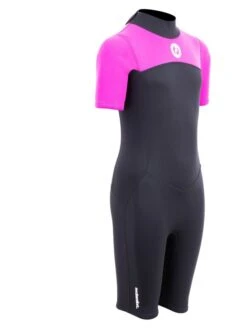 Two Bare Feet Thunderclap 2.5mm Junior Shorty Wetsuit (Pink / Black) -Dive Master Shop kids thunderclap shorty wetsuit pink 8