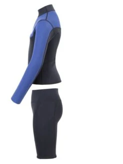 Two Bare Feet Junior Aspect Fleece Lined Zipless Thermal 2.5mm Superstretch Wetsuit Top & Shorts Set (Black/Blue) -Dive Master Shop kqw6ct w
