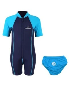 Essentials Baby Swim Kit - Lycra Arm Wetsuit + Swim Nappy (Aqua)